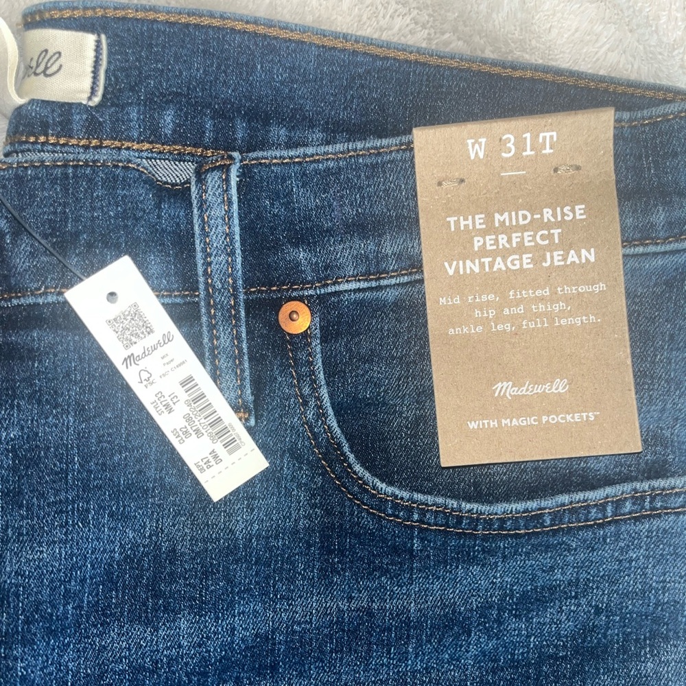 Madewell The Tall Perfect Vintage Jean NWT Size T31 in Deming Wash